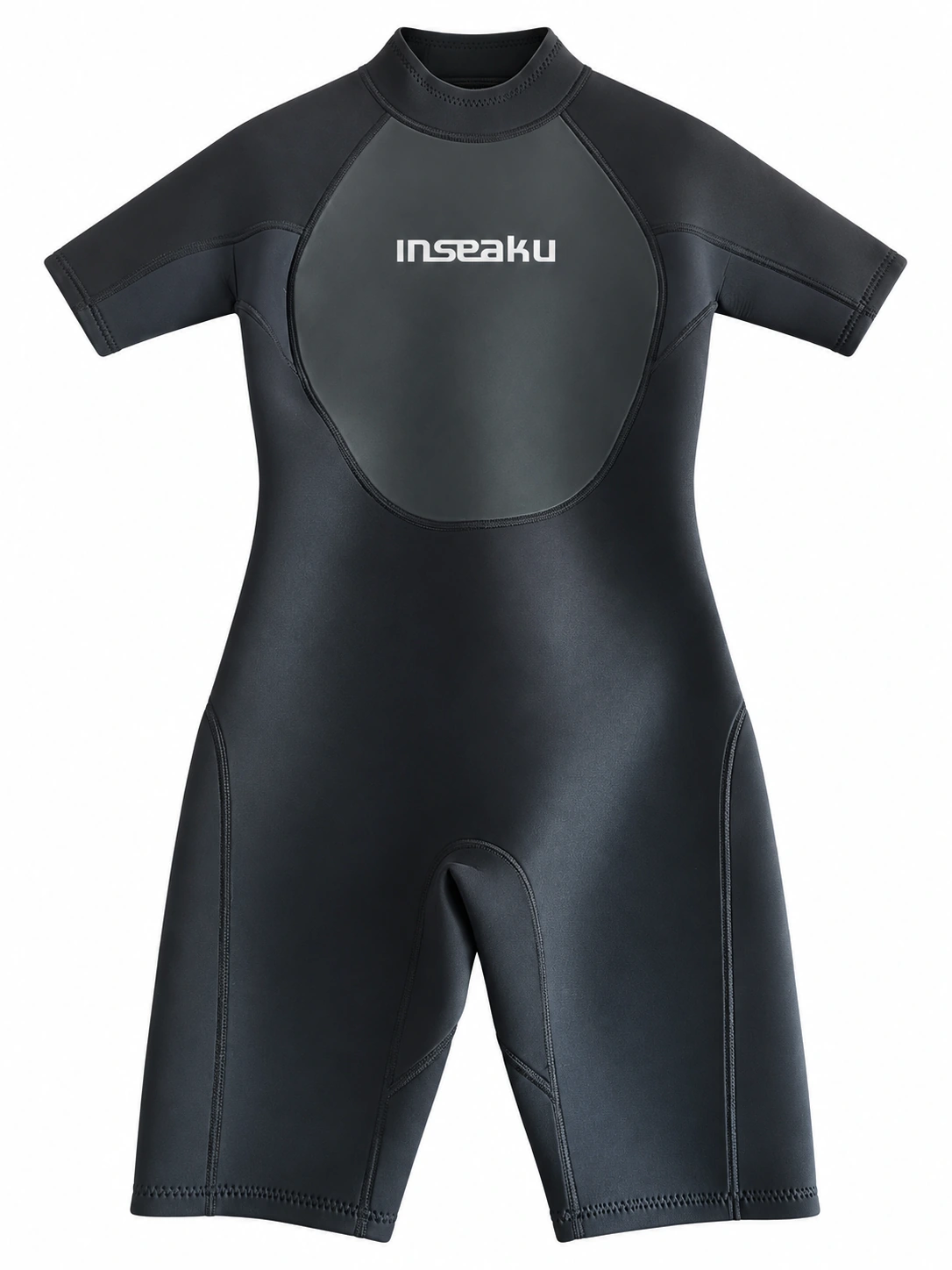 Custom Black Shorty Wetsuit with Smooth Look Panels, sample C front view
