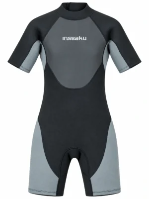 Custom Gray Shoulder Back Zip Shorty Wetsuit, front view