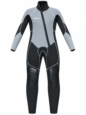 Custom Gray Chest Front Zip Full Wetsuit, front view