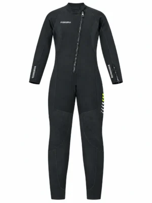 Custom Black and Yellow Green Front Zip Full Wetsuit, front view