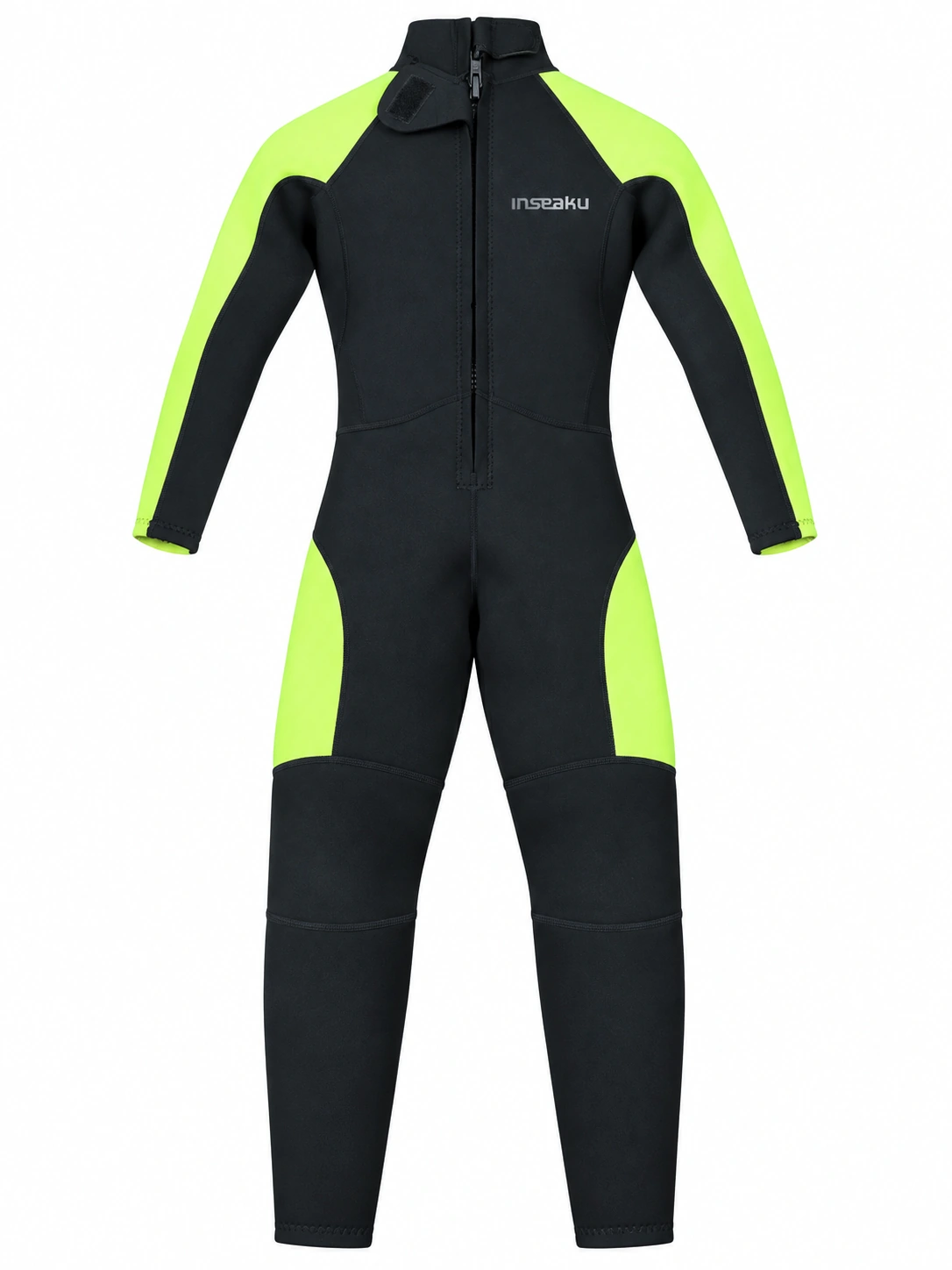 Custom Fluorescent Yellow Panel Back Zip Full Wetsuit, back view