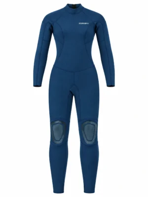 Custom Navy Knee Panel Back Zip Full Wetsuit, front view