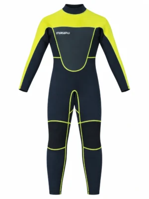 Custom Yellow Shoulder Back Zip Full Wetsuit, front view