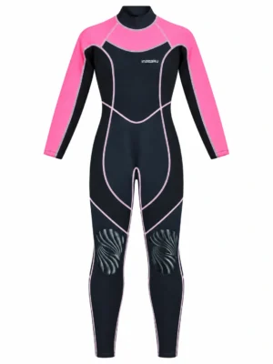 Custom Pink Shoulder Back Zip Full Wetsuit, front view
