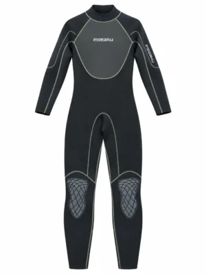 Custom Black and Green Trim Back Zip Full Wetsuit, front view