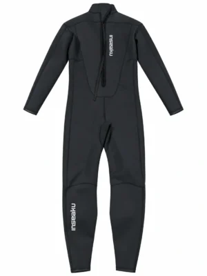 Custom Black Full Wetsuit with Leg Graphics, back view