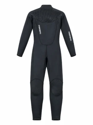 Custom Black Full Wetsuit with Smooth Look Chest Panel, front view