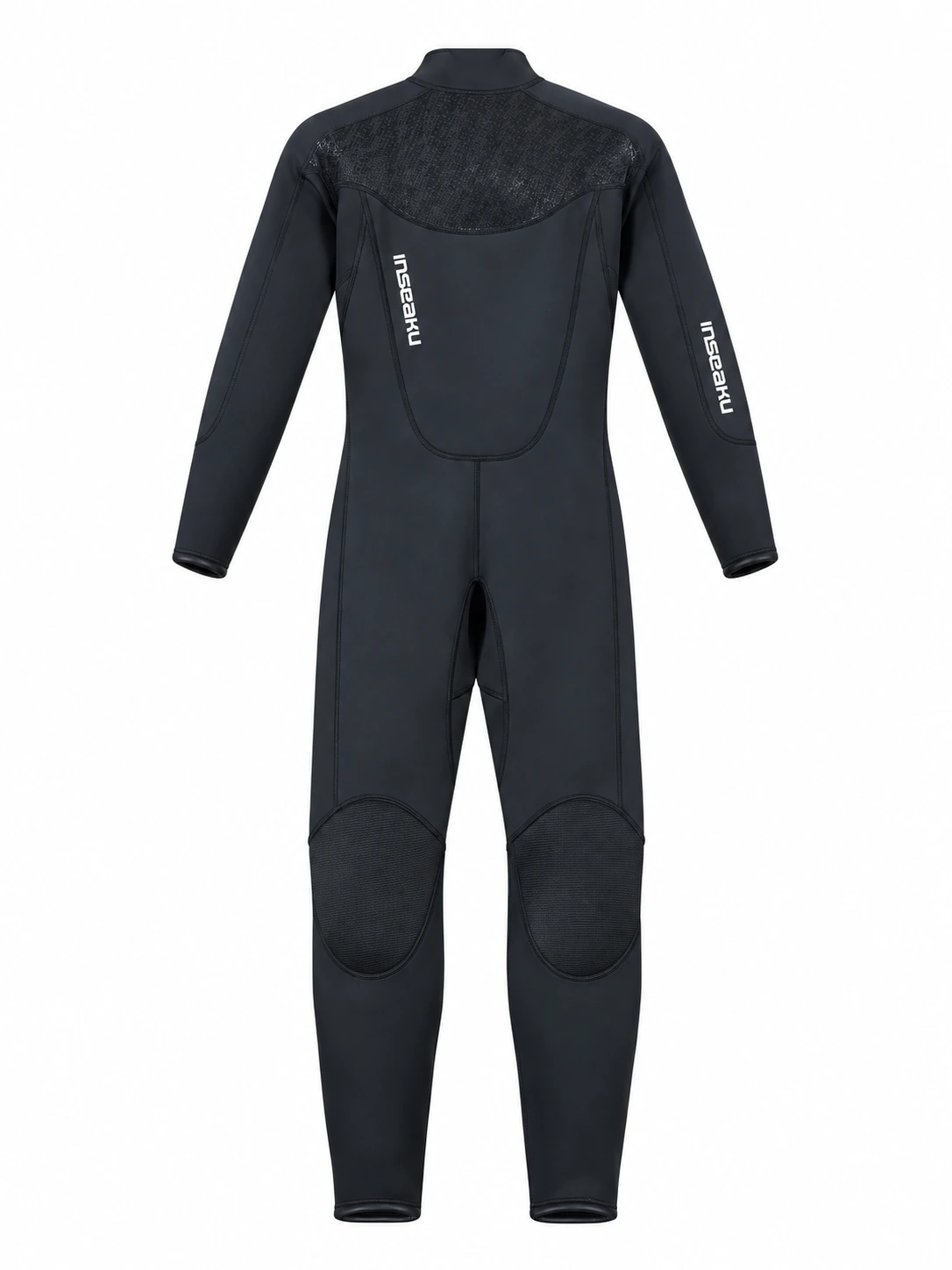 Custom Black Full Wetsuit with Smooth Look Chest Panel, front view