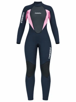 Custom Light Pink Shoulder Back Zip Full Wetsuit, front view