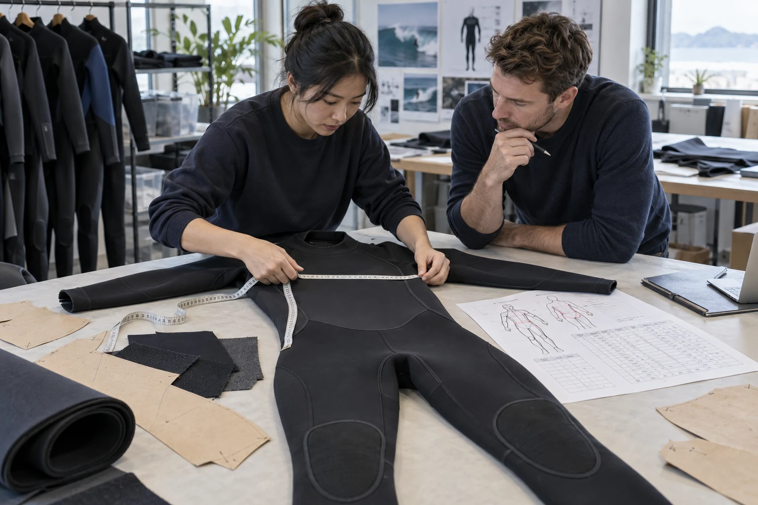 wetsuit fit testing protocol measurement review for a black full wetsuit