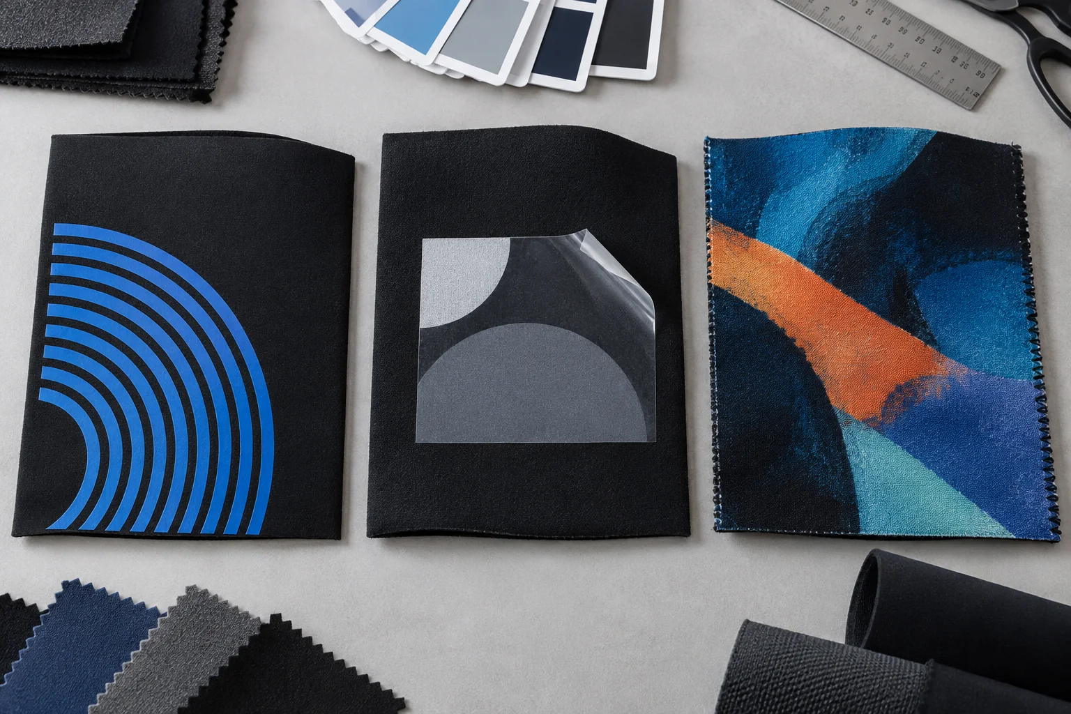 illustrative comparison of screen print heat transfer and sublimation-style wetsuit graphics