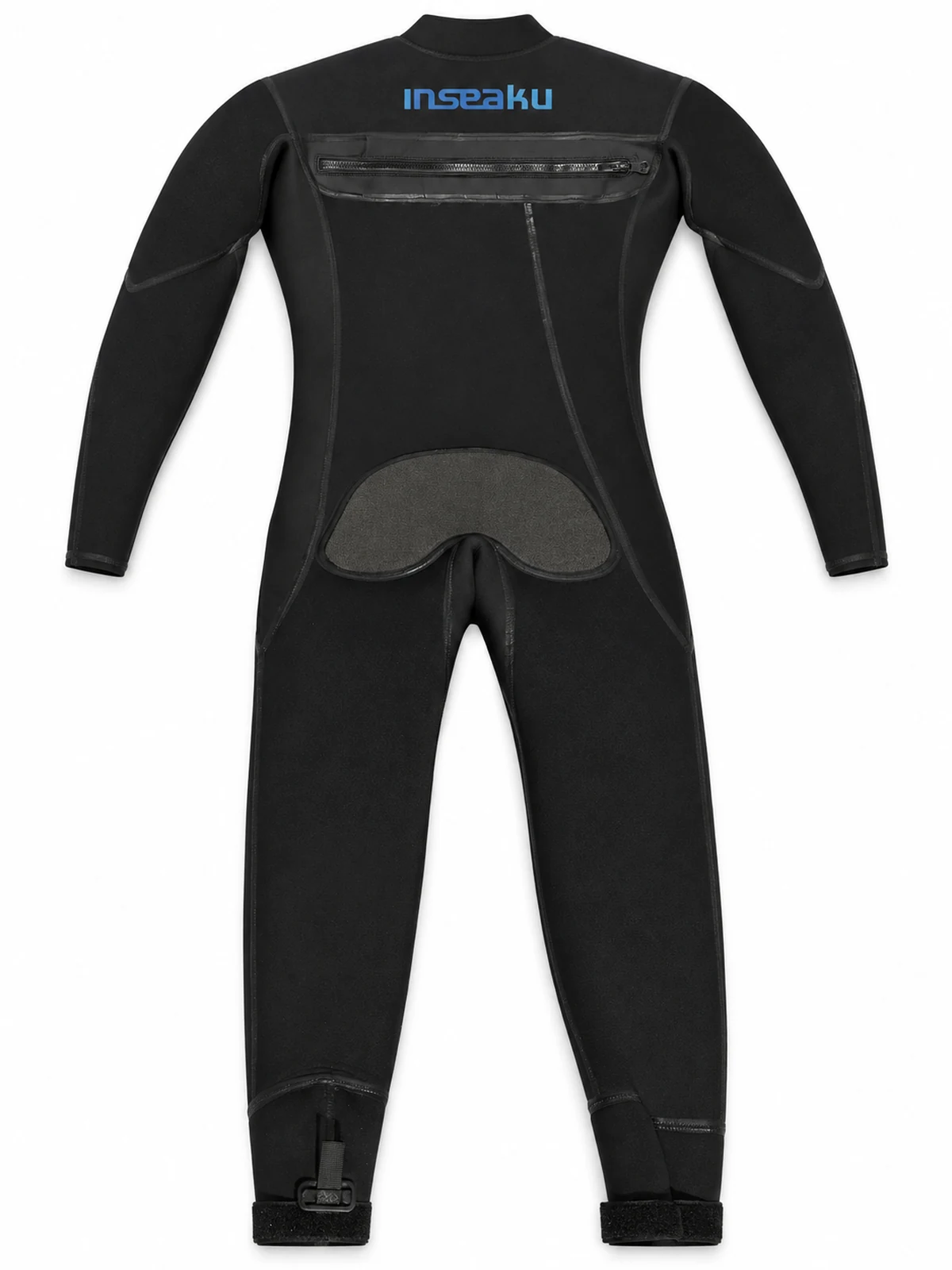 Black Smooth Finish Suit with Reinforced Panels, back.