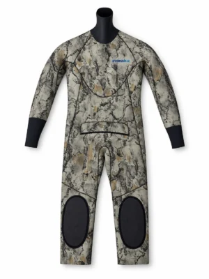 camouflage drysuit, front view of the INSEAKU custom design