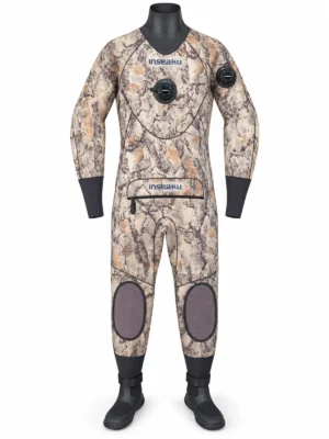 camouflage valve drysuit, front view of the INSEAKU custom design